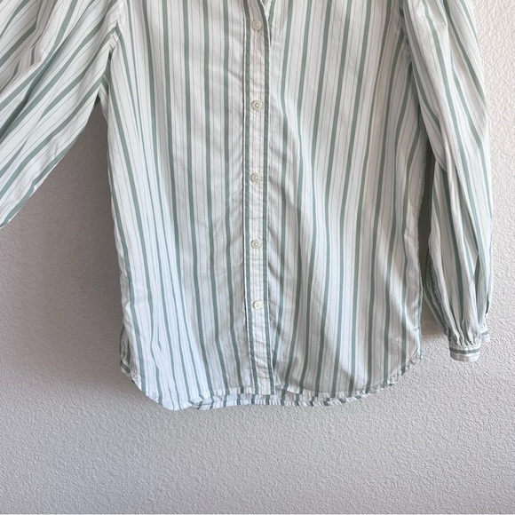 J. Crew Women’s Classic-fit Collarless Puff-sleeve Shirt in Stripe - Picture 8 of 11